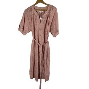 Velvet by Graham & Spencer Dress Size Medium Shirt Ticking Stripe Belted NEW